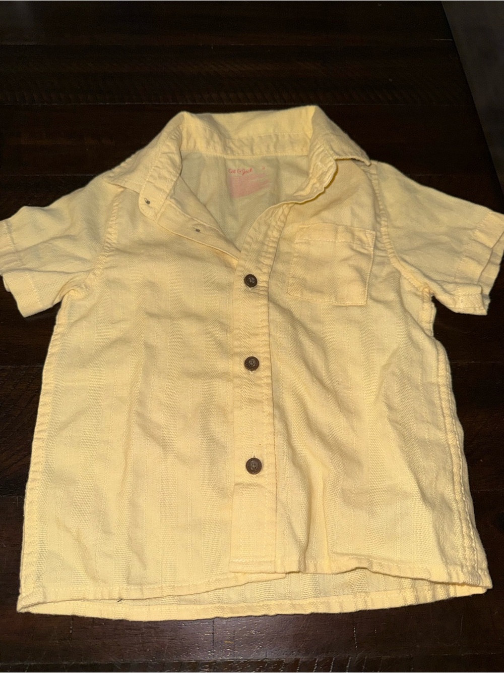 Cat & Jack Pale Yellow Short-Sleeve Button-Down Shirt